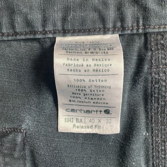 Carhartt Cargo Pants Mens 37x30 Black Relaxed Fit Double Knee Workwear Utility - Picture 11 of 16